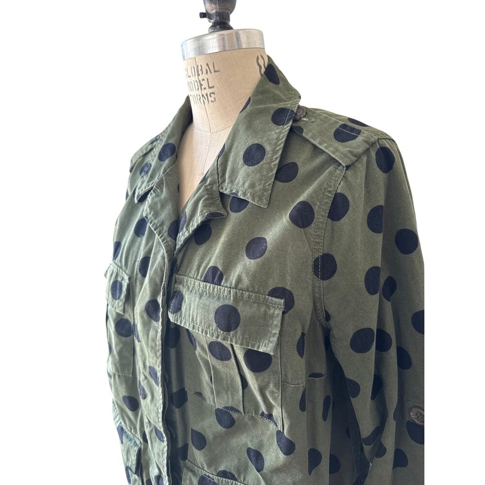 Who What Wear Utility Jacket in Army Green Black Polka Dot Size 1X - Picture 2 of 6